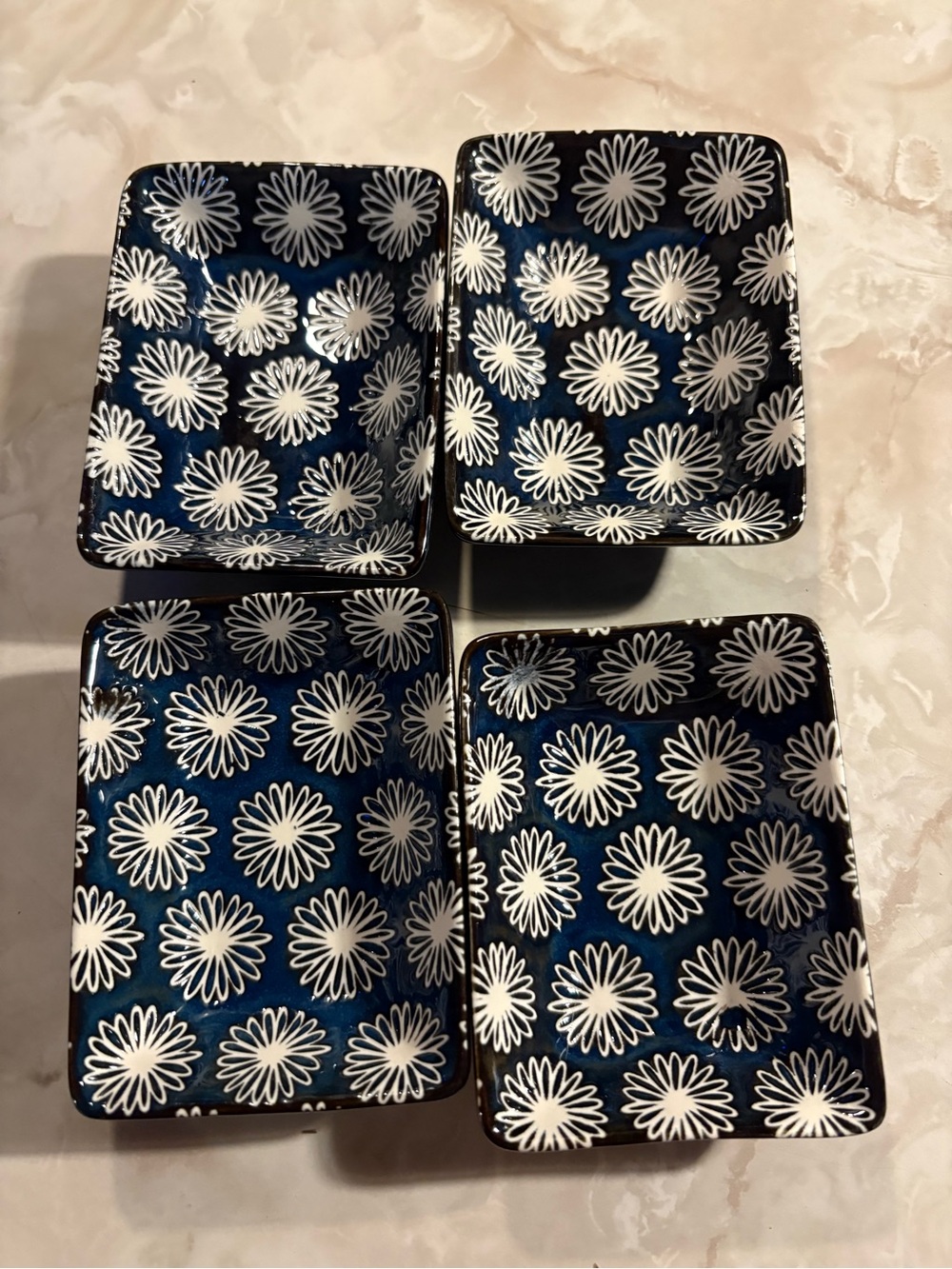 Creative Co-Op Blue Floral Ceramic Dishes - Set of 24
